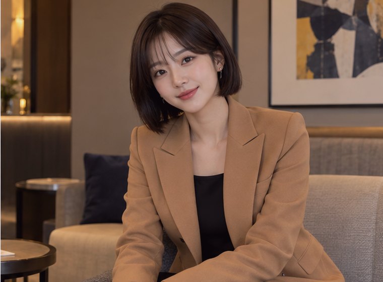 수원의 현대적인 라운지에서 일정 메모를 확인하는 20대 성인 한국 여성